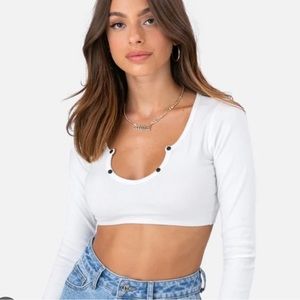 adika white longsleeve crop top size small